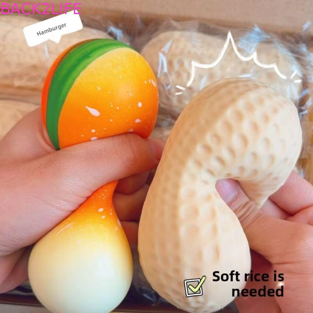 BACK2LIFE Peanut Pinch Squeeze ของเล่นจําลอง TPR ช้า Rebound บีบสนุกการ์ตูน Plush Ball Creative สีสันข้าวโพด Pinching บีบมือ
