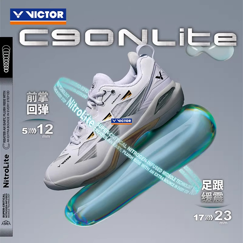 Wickdo VICTOR C90NLite รองเท้าแบดมินตันยืดหยุ่นสูงทนต่อการสึกหรอ Shock-Absorbing Breathable แรงบิด-R