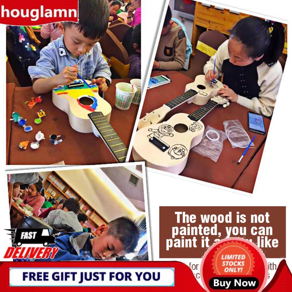 houglamn Huairdum DIY อูคูเลเล่ 21 นิ้วคุณภาพ Bwood วัสดุ Basswood 4 สตริงชุดอุปกรณ์เครื่องดนตรีสำหร