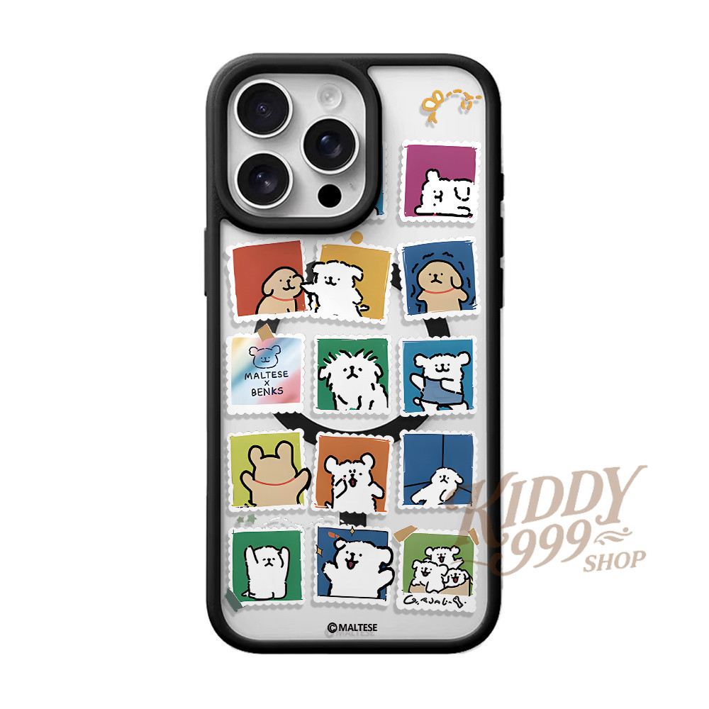 สำหรับ iPhone  เคส iPhone เสริมสร้างแม่เหล็กอะคริลิคใสกระดานแข็ง TPU กรอบนุ่มกันกระแทก ดอกไม้ iP17 PRO MAX 1114 13 12 15