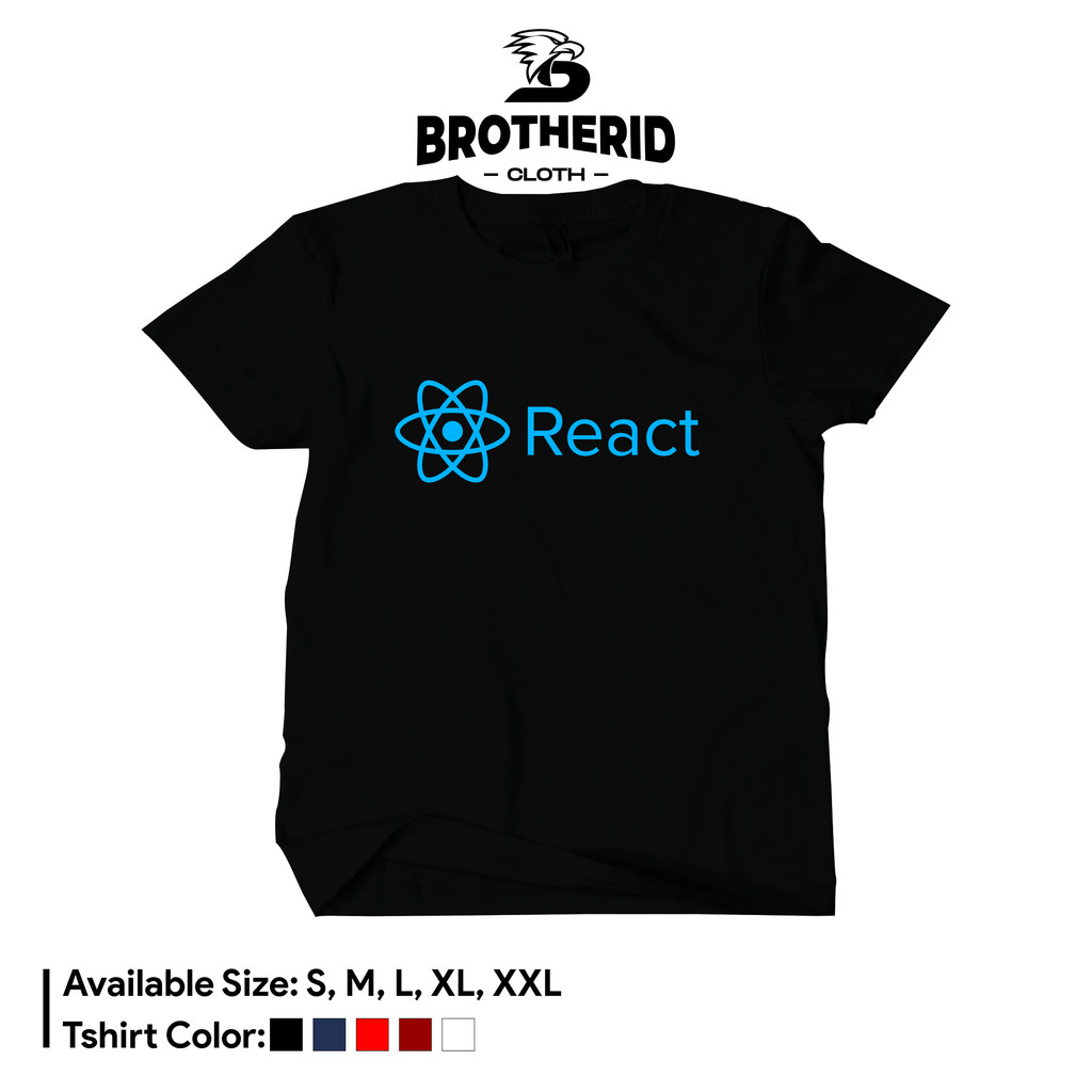 ATLASTREET React JS เสื้อยืด Distro เสื้อโปรแกรมเมอร์เว็บ Developer UI UX ด้านหน้า-End Combed 30 S