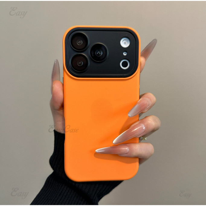 มีโลโก้Ins สี Contrast ซิลิโคนเหลวคลุมทั้งหมดเลนส์เคสโทรศัพท์สําหรับ iPhone 17 16 15 14 13 ProMax Anti Slip และ Anti Drop ป้องกันฝาครอบด้านหลัง - รูปที่ 4