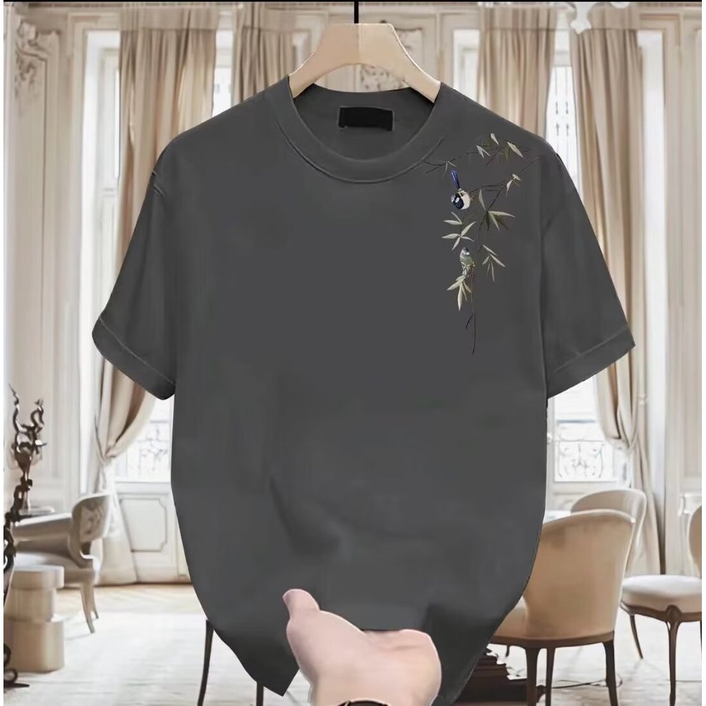 20262025เสื้อยืดแขนสั้นสไตล์ใหม่ผู้ชาย ins Street Wear ยุโรปอเมริกันสไตล์ฮิปฮอปรอบคอ Bottoming เสื้อ