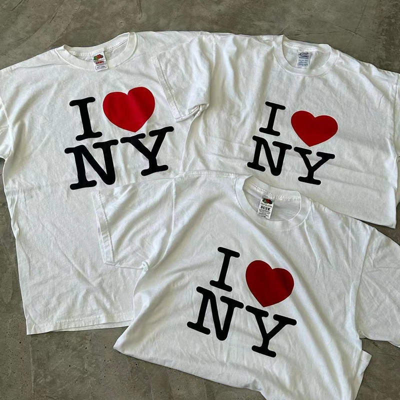 MAISE STUDIO เสื้อยืดแขนสั้น พิมพ์ลายหัวใจและข้อความ "I LOVE NY"