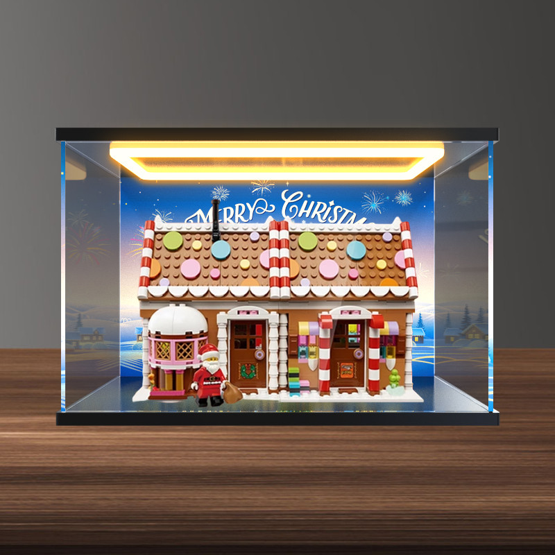 [ไม่รวมรุ่น] แสงสว่าง กล่องเก็บของอะคริลิคเหมาะสําหรับเลโก้ 40809 บ้านขนมปังขิงวันหยุดอาคารบล็อกตกแต