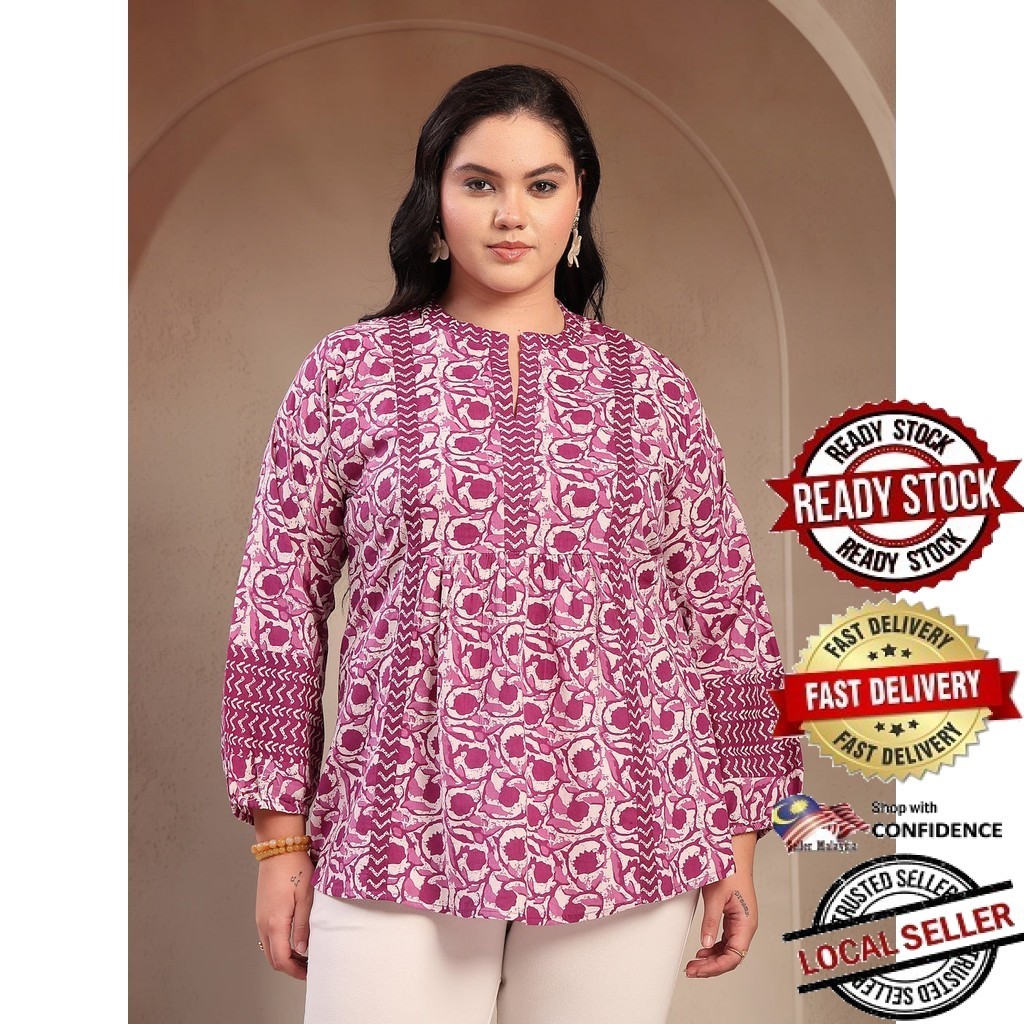 3XL - 6XL Indian Kurti พร้อมกางเกงและ duptta Long Short Women Kurtis Kurta Tunic Top Blouse Plus Set