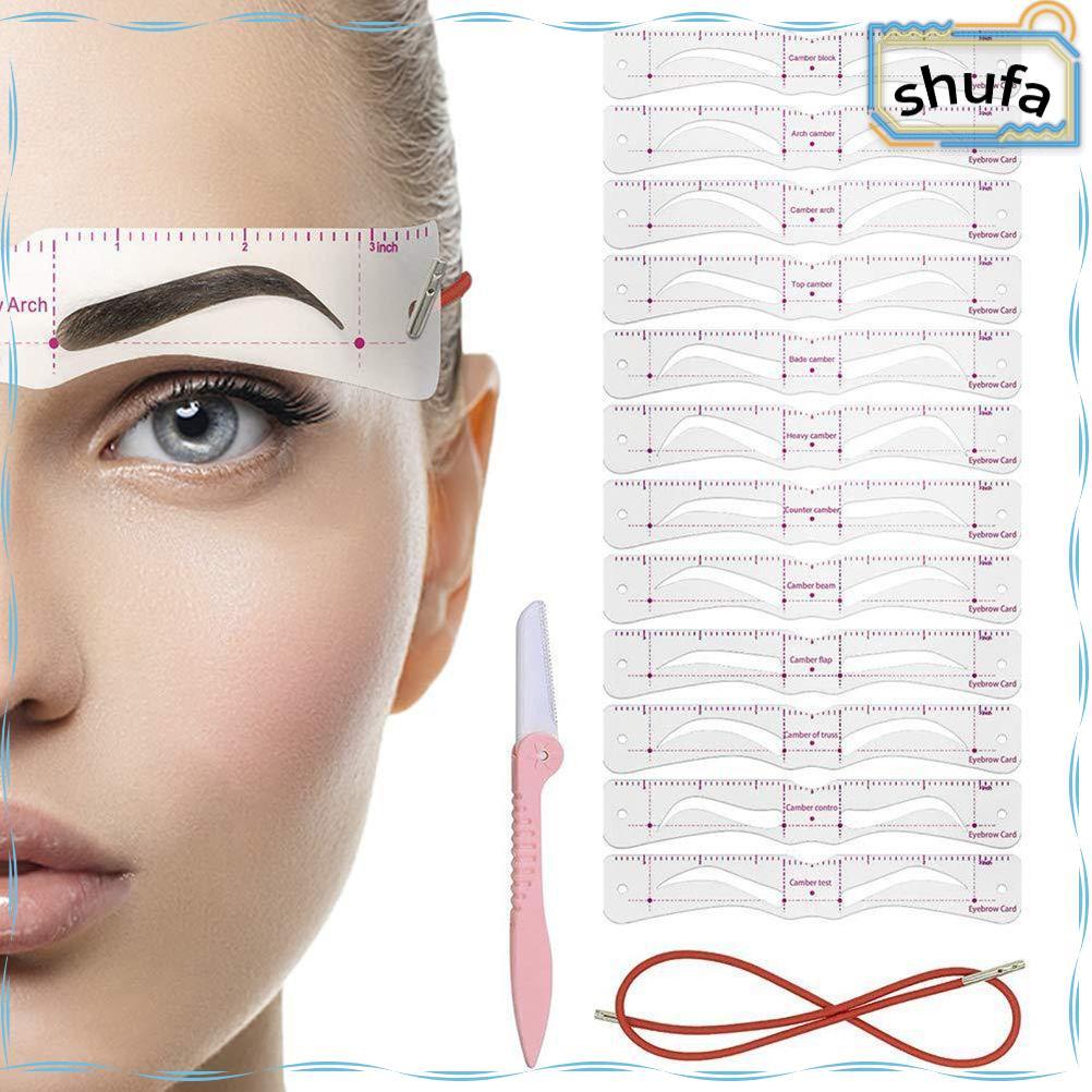 SHUFA Stencil Template เครื่องสําอางแฟชั่นพร้อมสายคล้องมีดโกนคิ้ว