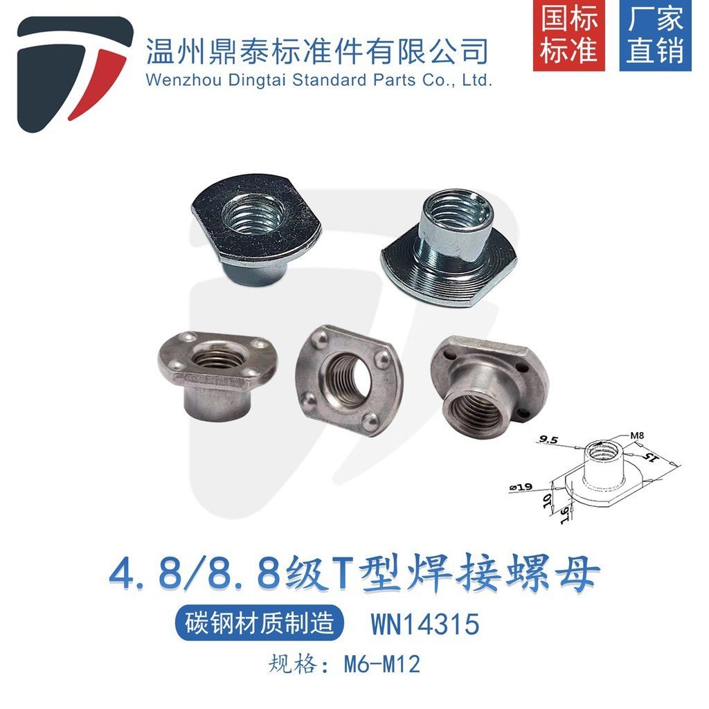 /716-20 เข็มขัดนิรภัยเชื่อมมาตรฐาน M6-M12 รถใช้รถ WN14315 ด้าย Nut Nut T-Type XIFH