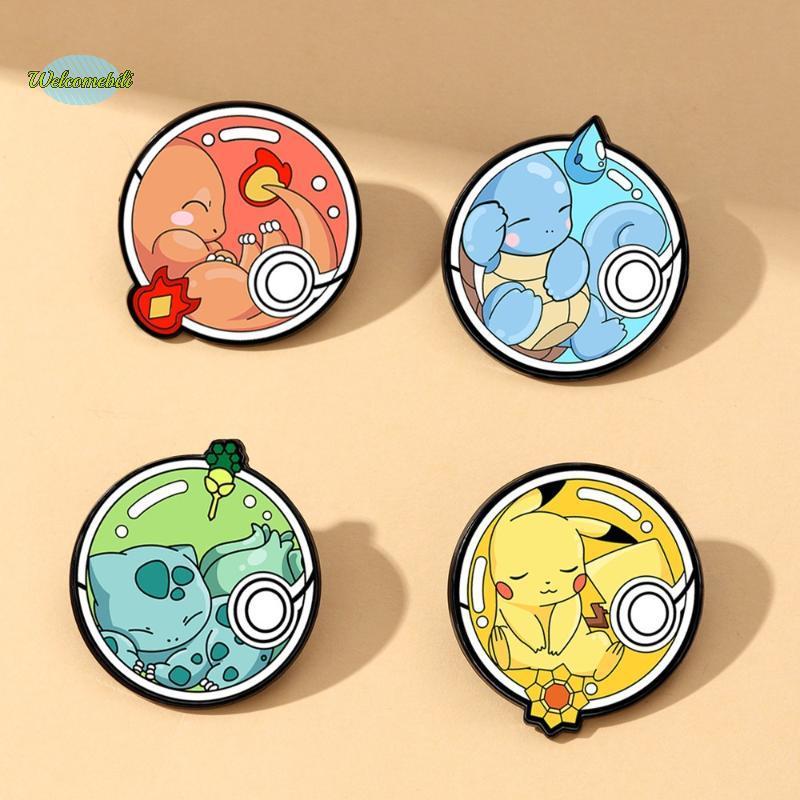 [WLB-t] 4 ชิ้นเคลือบ Pins ชุด Charmander Play Poké เข็มกลัดน่ารักปกป้ายคอสเพลย์การ์ตูนเครื่องประดับอ