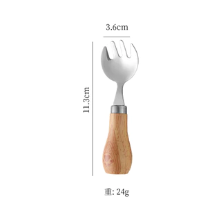 ช้อนด้ามไม้ ชุดช้อนส้อมด้ามไม้สแตนเลส สไตล์มินิมอล ด้ามจับถนัดมือ สำหรับทาเนย ของหวาน เบเกอรี่