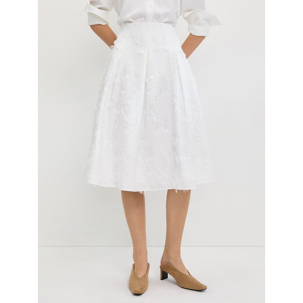 [Pomelo] กระโปรงพลีทแต่งดีเทลรุ่ย / Fringe Detail Pleated Skirt — صورة 2
