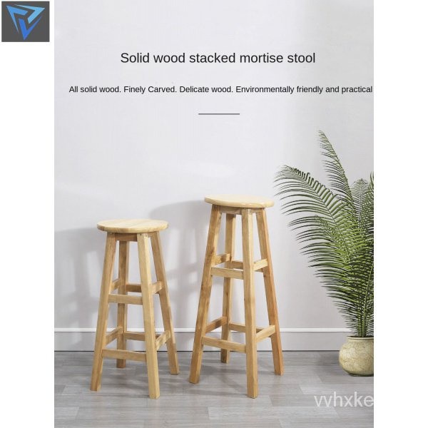Thickened solid wood chair solid wood high stool strong high stool bar table chair bar stool round s