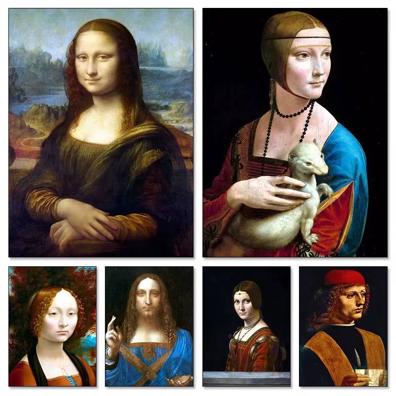 ที่มีชื่อเสียง Leonardo Da Vinci งานศิลปะ Mona Lisa Salvator Mundi HD Wall Art HD โปสเตอร์ไม่มีกรอบผ้าใบ Paintingภาพสําหรับห้องนั่งเล่นตกแต่งบ้าน