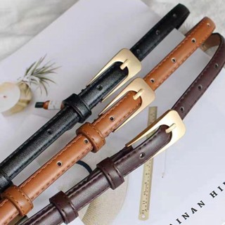 เข็มขัดแฟชั่น เข็มขัดลำลอง อุปกรณ์โลหะ สีพื้น เบสิก สำหรับผู…