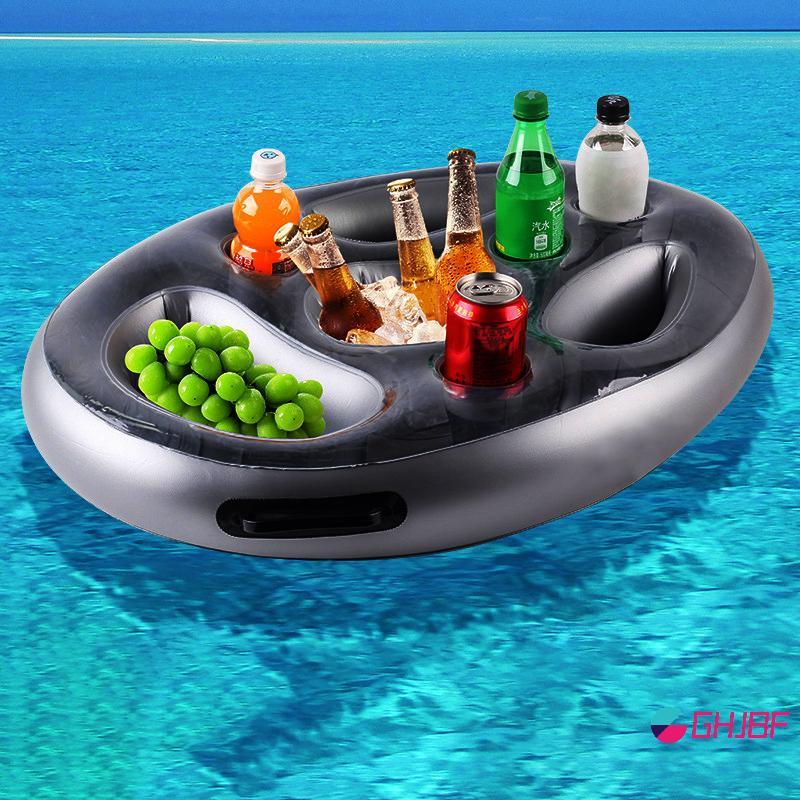 GHJBF] Summer Sea Bucket Holder Gamepad Inflatable Pool Beach Swimming Play Family Party Float Beer Drink Tray Table Accessories สนค nam