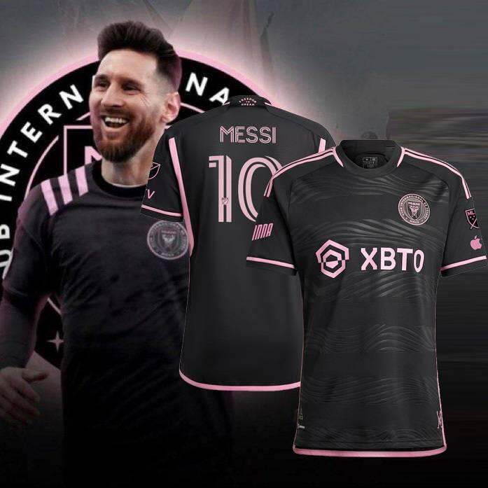 2023-2024 Inter Miami Away Messi Jersey เสื้อฟุตบอลแฟนแขนสั้น Tee Unisex