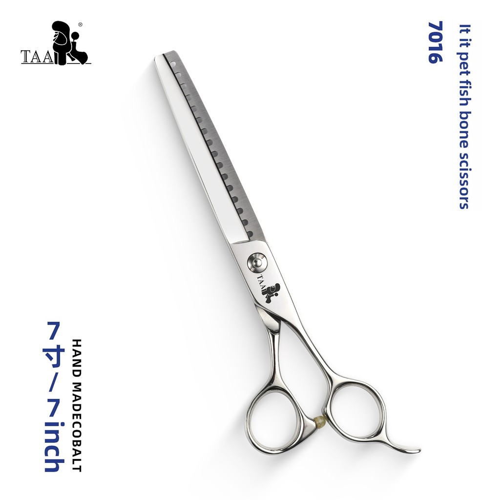 TAA It 7016 กรรไกรกระดูกปลา 7 นิ้วกรรไกรกรูมมิ่งสัตว์เลี้ยง 16 ฟันกรรไกรผอมบาง