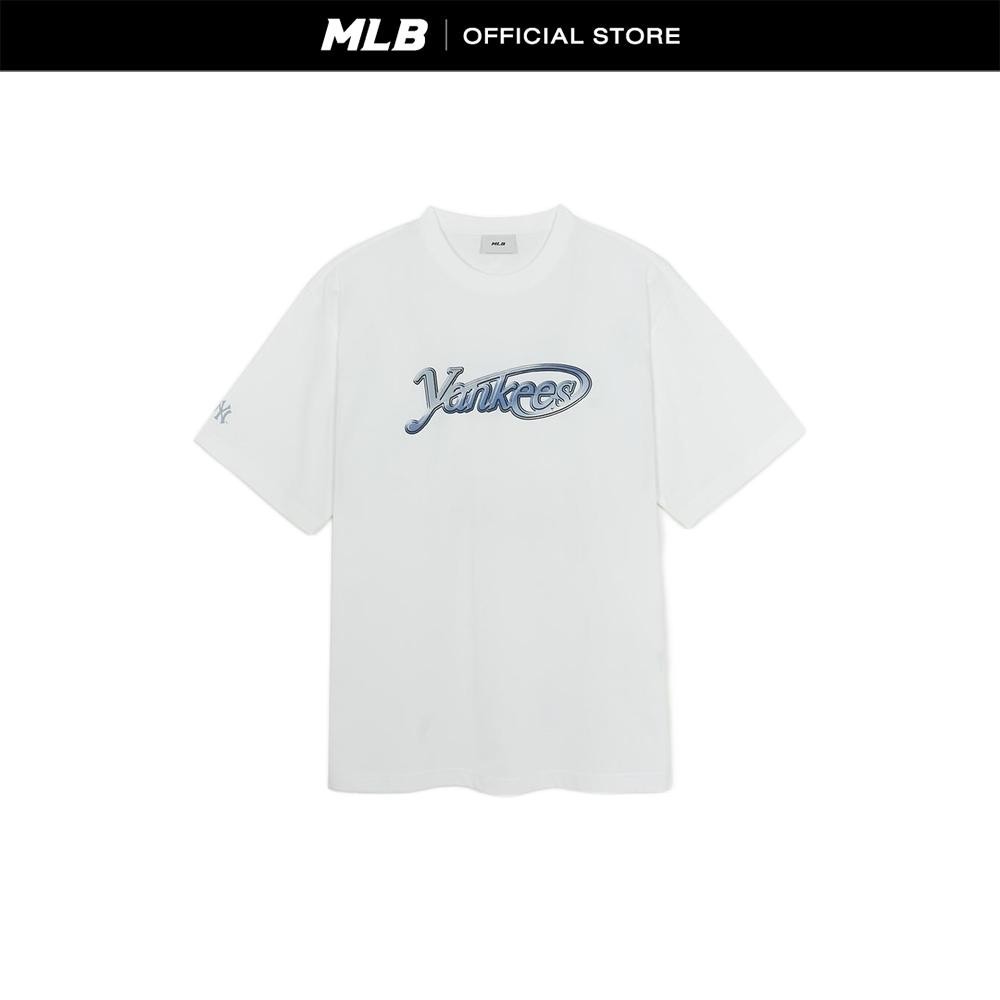 MLB เสื้อยืด ยูนิเซ็กซ์ Basic Summer Street Logo Over Fit T-Shirts รุ่น 3ATSB6853 50WHS สีขาวออฟไวท์