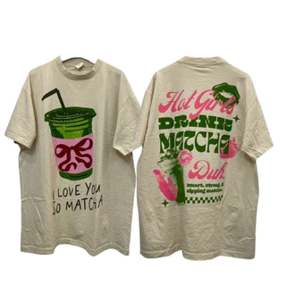 เกาหลี เสื้อยึด ผ้าเทคโนโลยี Sorona จากอเมริกา พิมพ์ลาย เสื้อ y2k หญิง เสื้อยืด oversize เหมาะ ผู้หญิง และ ผู้ชาย #43