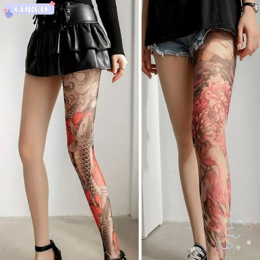 เลกกิ้งลายถุงน่อง Kroger ดอกโบตั๋น พร้อมตาข่ายสักปลอมสำหรับสาวๆ ในฤดูร้อน