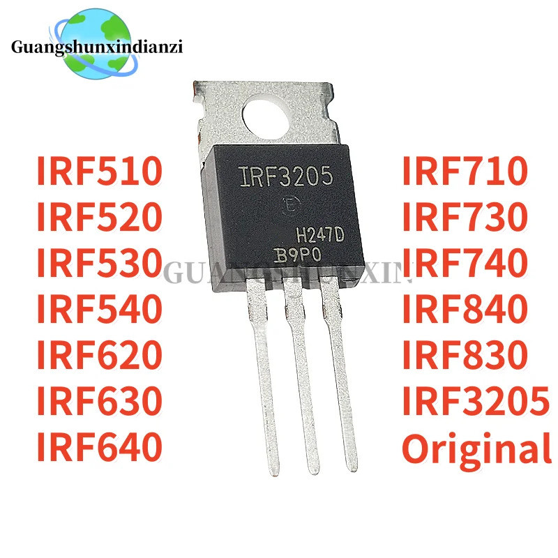 5PCS IRF3205 IRF510 IRF520 IRF530 IRF540 IRF620 IRF630 IRF640 IRF710 IRF730 IRF740 IRF830 IRF840 TO-
