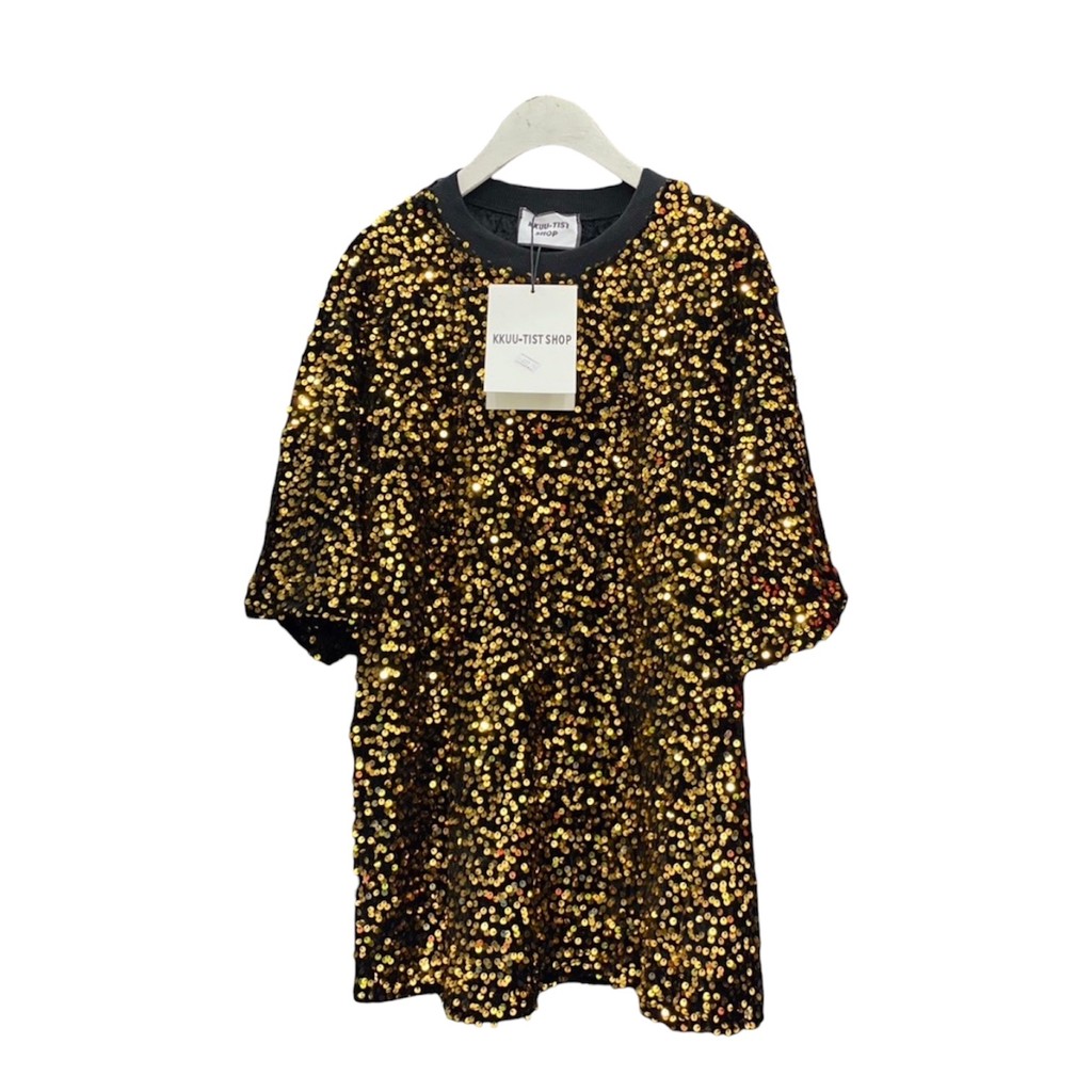 KKUUTIST เสื้อกลิตเตอร์วิ้ง โอเวอร์ไซส์ ใส่สบาย (คอกลม)