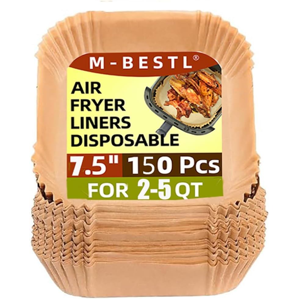 7.5 นิ้ว Air Fryer Parchment กระดาษ Liners Square,150 ชิ้น Non-stick & Oil-proof Air Fryer Liners ทิ