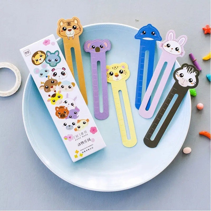 ที่คั่นหนังสือรูปสัตว์น่ารัก 30 ชิ้น 2in1 พร้อมไม้บรรทัดมินิ Bookmark คั่นหน้า สำหรับนักเรียนและออฟฟิศ