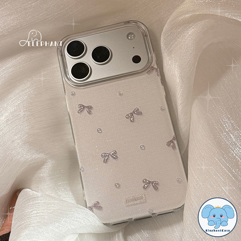 เคสไอโฟน13 17เคสIMDโบว์เพชร น่ารัก สไตล์ฮิต คู่รัก สำหรับ IPhone 17 11 16 13 Air 12 15 14 Pro Max X XR 14 7 8 16 Plus SE