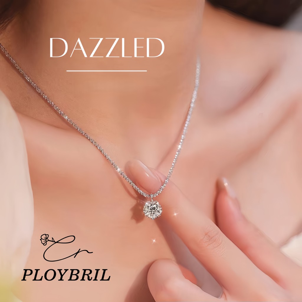 PLOYBRIL Dazzled สร้อยคอเงินแท้925 จี้เพชรแวววาว สไตล์เกาหลี ใส่แล้วดูหรูทันที ของขวัญความรักสุดพิเศษ X067