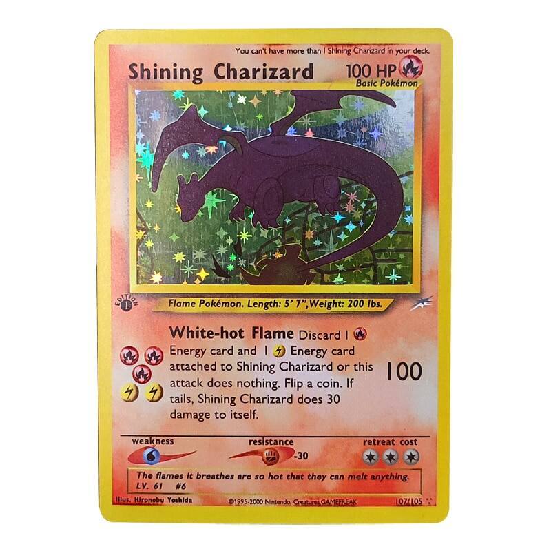 DIY 1996 ปี Pokemon การ์ดภาษาอังกฤษ Pokemon การ์ดแฟลช Charizard คอลเลกชันเกมการ์ด