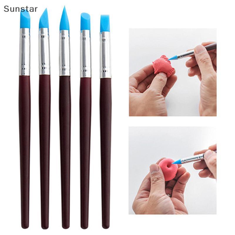 Sunstar 5 ชิ้น/เซ็ตซิลิโคน Clay Sculpting เครื่องมือสําหรับแปรงการสร้างแบบจําลอง Dotting เล็บเครื่องปั้นดินเผา Clays เครื่องมือ DIY แกะสลักเซรามิคประติมากรรม Nice