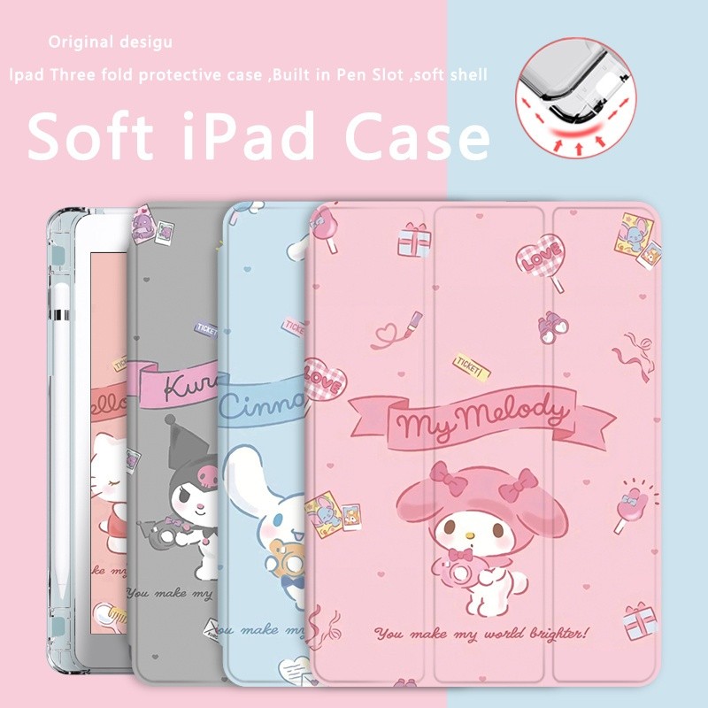 เคส iPad Air6 / Air5 เคส iPad 9 iPad TPU เคสซิลิโคนอ่อนนุ่มพร้อมช่องเสียบปากกา iPad 10th/11th/12th /