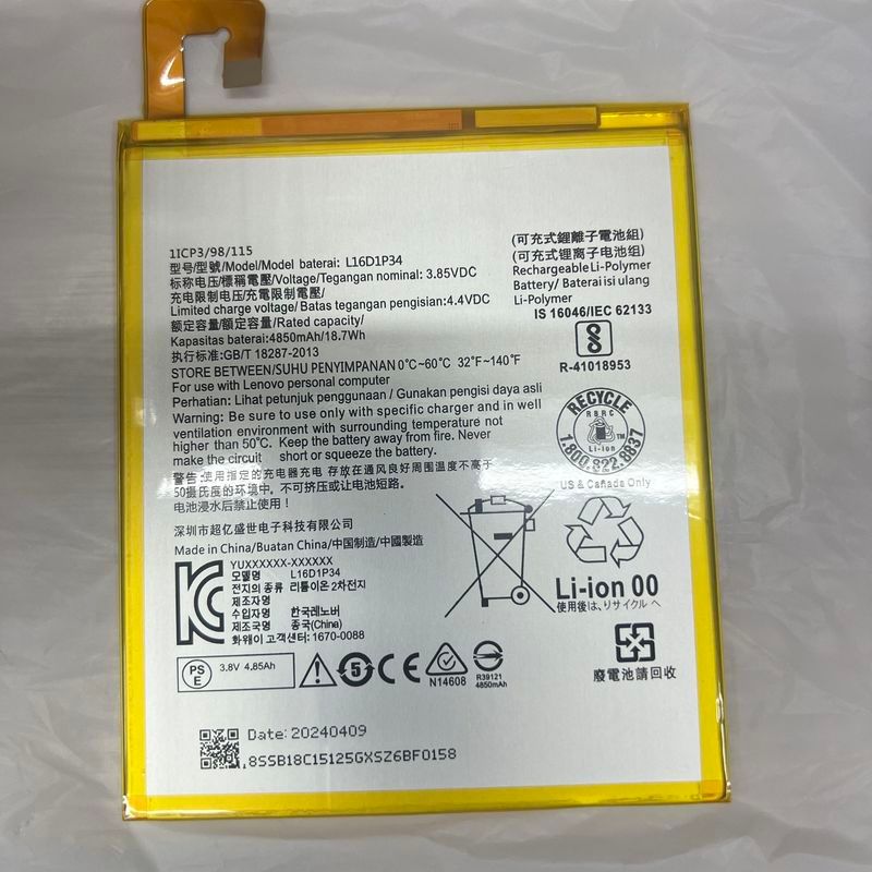 เหมาะสําหรับ TAB4 8 TB-8504N TAB4 8plus 8704X L16D1P34 แบตเตอรี่แท็บเล็ต