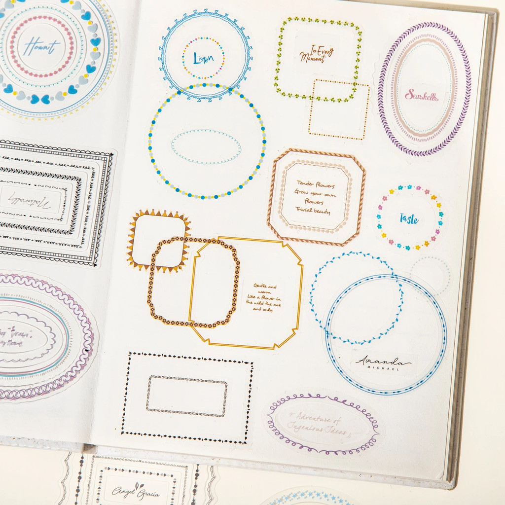 Journal GO 10pcs Dreaming ดอกไม้ขอบสติกเกอร์ความงามกรอบสมุดภาพ Journaling ตกแต่งวัสดุการ์ดหัตถกรรมทํา Decals