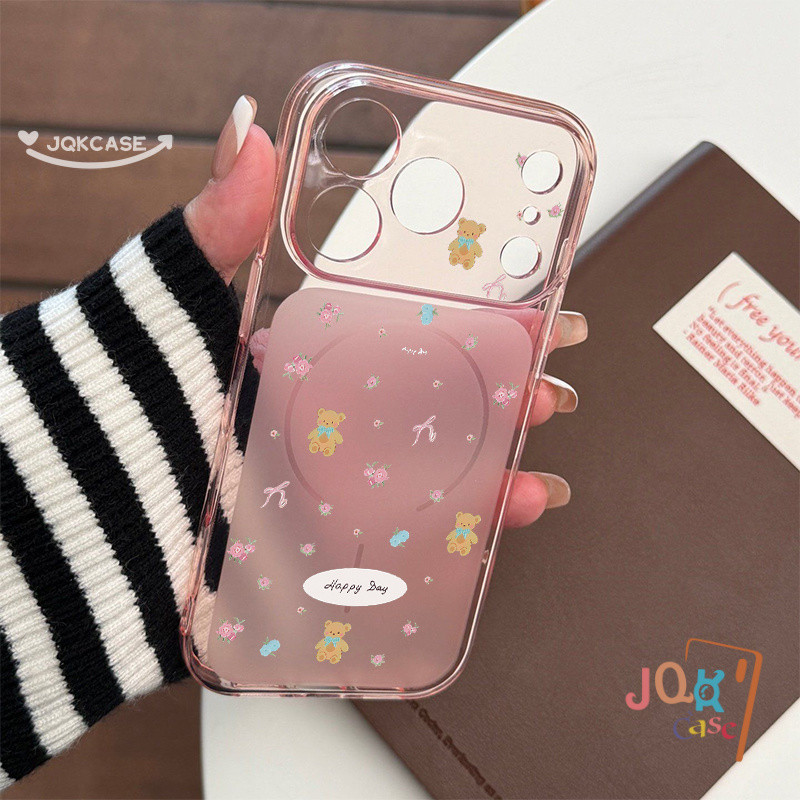 เคสไอโฟน17 เคสบางเบาเหมาะฤดูร้อน ลายหมีดอกไม้น่ารัก สำหรับ iPhone 13 16 17 Air 14 Plus 15 17 Pro Max 12 11 เคสกันกระแทก