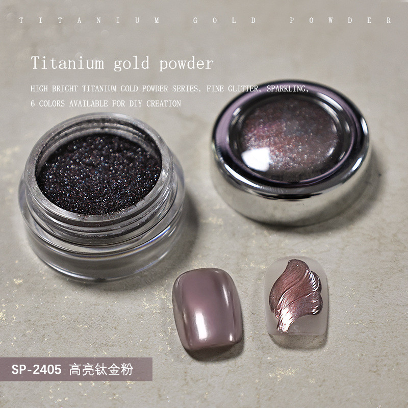 แต่งเล็บ ลูกบาศก์ ไฮไลท์ไทเทเนียมกระจกวิเศษ สีโรสโกลด์ เงิน ผงแวววาวโลหะ
