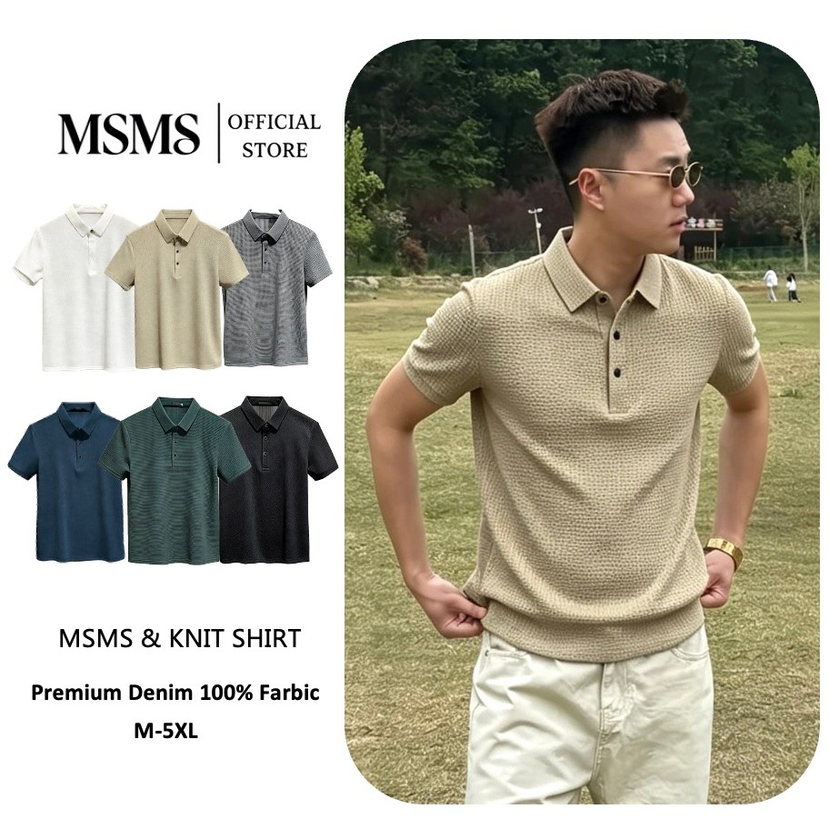 MSMS 【6 สี】เสื้อโปโลสีดำ M-5XL ผ้าไหมน้ําแข็งแขนสั้นธุรกิจเสื้อโปโลผู้ชายสไตล์ใหม่ฤดูร้อนบางตาข่ายระบายอากาศปกด้านบนขนาดใหญ่