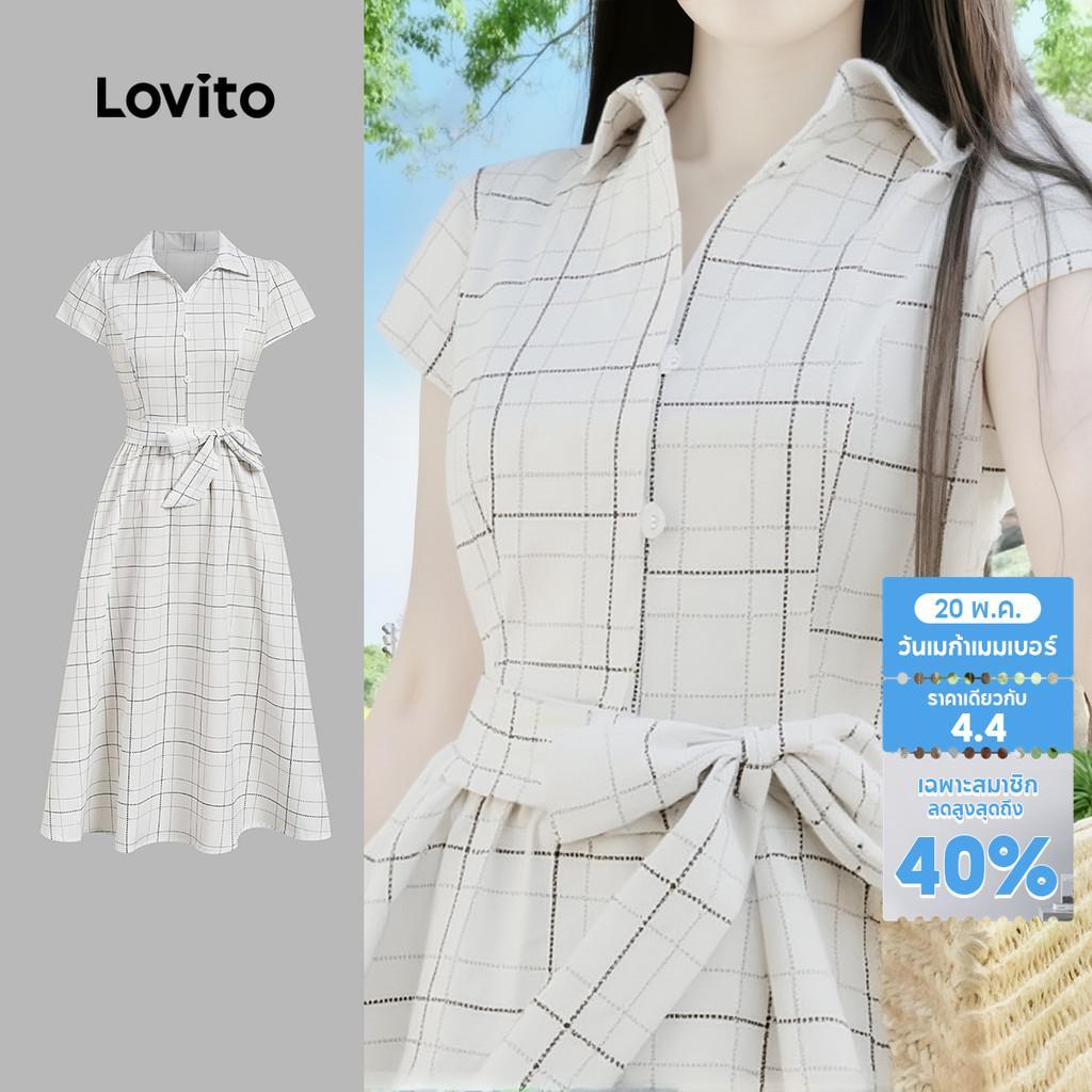 Lovito ชุดเดรสลำลอง ชุดเดรสออกงาน ชุดเดรสเพื่อนเจ้าสาวแบบผูกเชือก สำหรับฤดูใบไม้ผลิ/ฤดูร้อน หลากสี สำหรับผู้หญิง LK2ED143