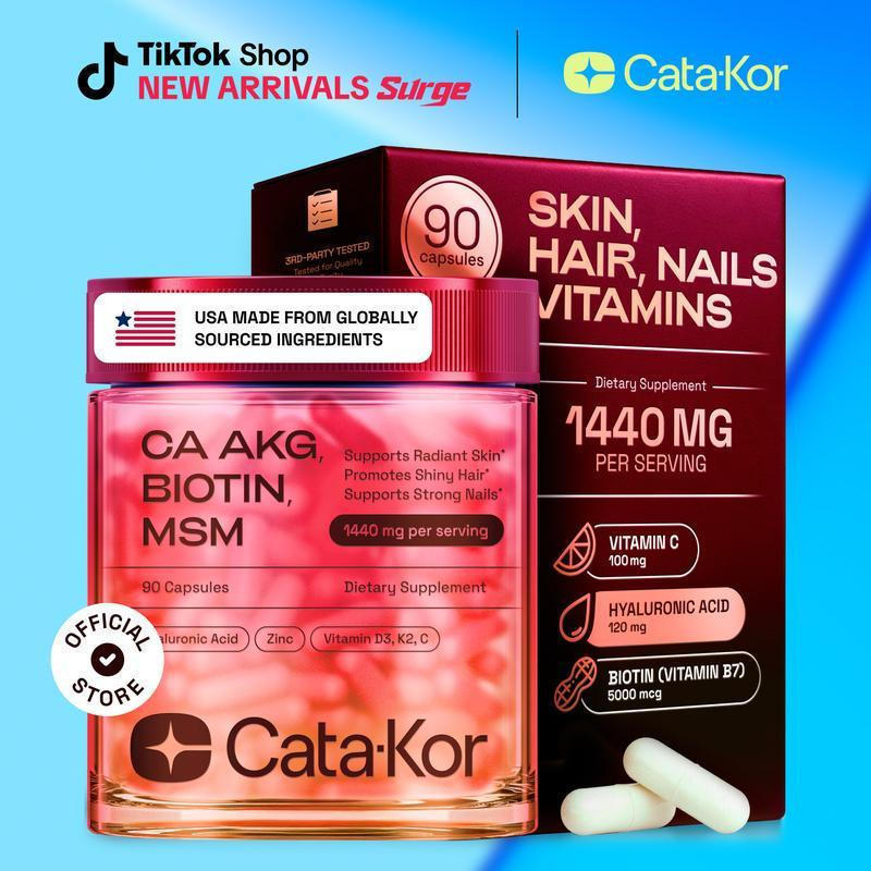 A-Kor ผม&เล็บ–CaAKG | ม | กรดไฮยาลูโรนิก | ไบโอติน – รองรับความกระจ่างใส ส่งเสริม Shiny Hair & Stron
