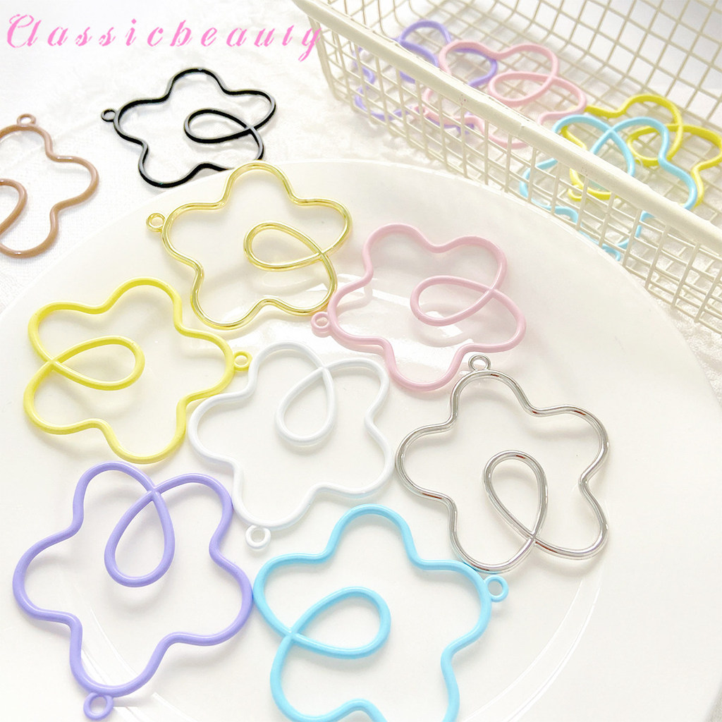 Macaron สีสัน Hollow Line จี้ดาวห้าแฉก diy หวานน่ารักต่างหูสร้อยคอจี้อุปกรณ์เสริมวัสดุ