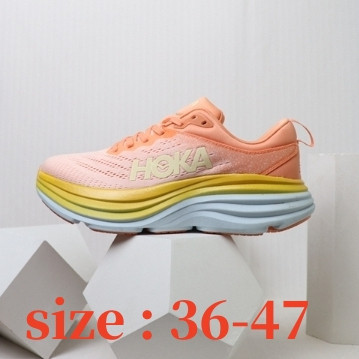 R9MV HOKA Bondi 8 ผู้ชายผู้หญิง Professional Cushioning รองเท้าวิ่ง,ขนาด 36-47 รองเท้ากีฬาขนาดใหญ่ U