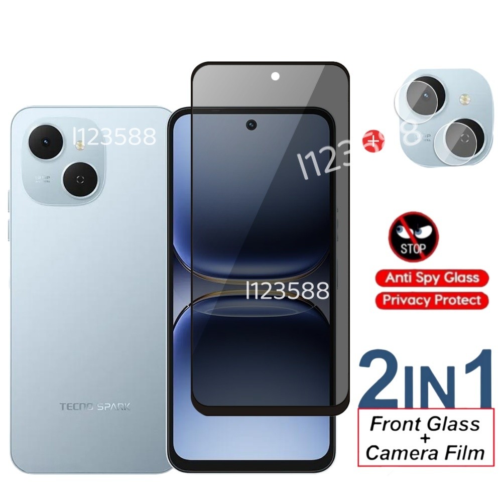 สําหรับ Tecno Spark 40C 4G 2 in1 Anti-spy ความเป็นส่วนตัวกระจกนิรภัยสําหรับ Tecno Spark 40C Spark40 40 C C40 4G 5G 2025 เลนส์หน้าจอความเป็นส่วนตัวกล้องป้องกันฟิล์มด้านหน้า