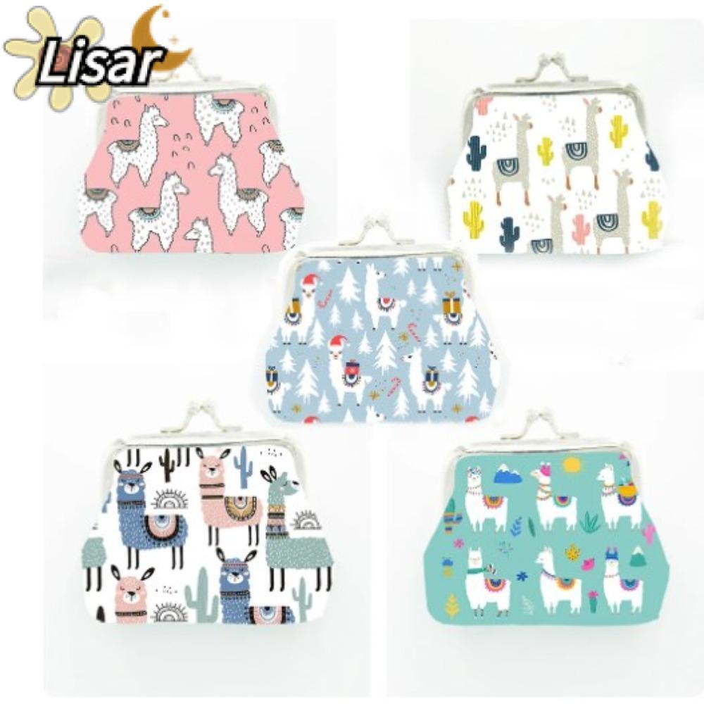 กระเป๋าใส่เหรียญและกระเป๋าสตางค์puลายการ์ตูน Alpaca พิมพ์ลาย Hasp Zero สำหรับผู้หญิง