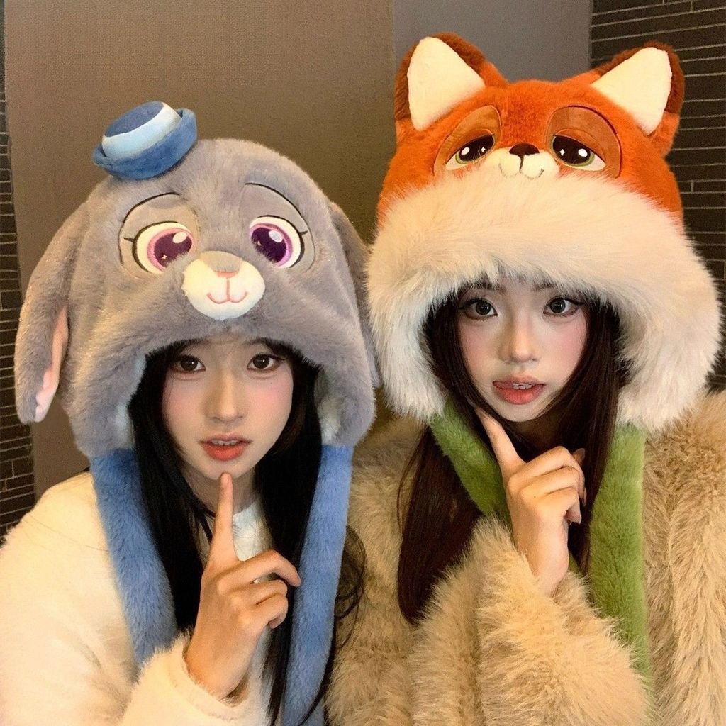 [G-Plus Studio] หมวกหูตุ๊กตาฤดูใบไม้ร่วงฤดูหนาวถุงมือผ้าพันคอที่อบอุ่นชุดสามชิ้น Crazy Zoo สินค้าน่า