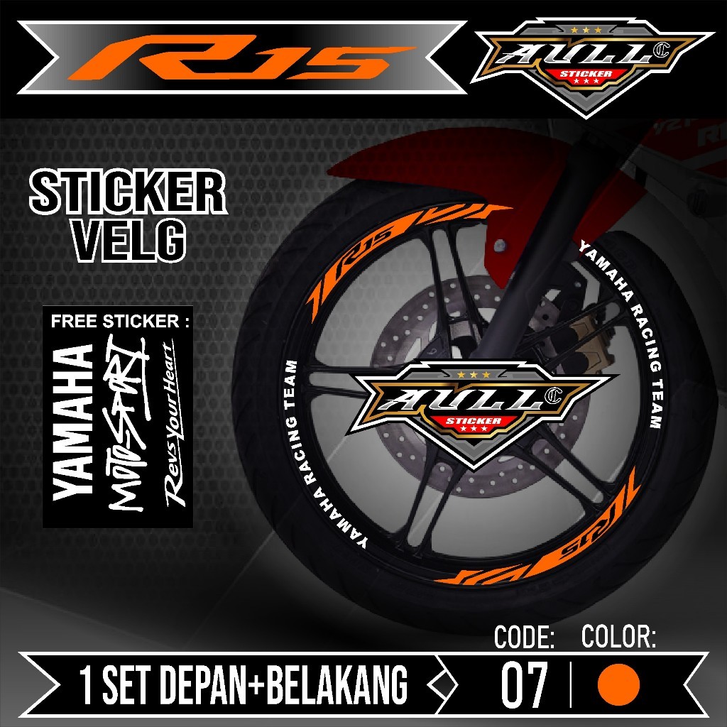สติ๊กเกอร์Velg R15 ตัดVelg Motor Yamaha R15 V2 V3 List Sticker Cutting Velg Tyre Variation Set ด้านห