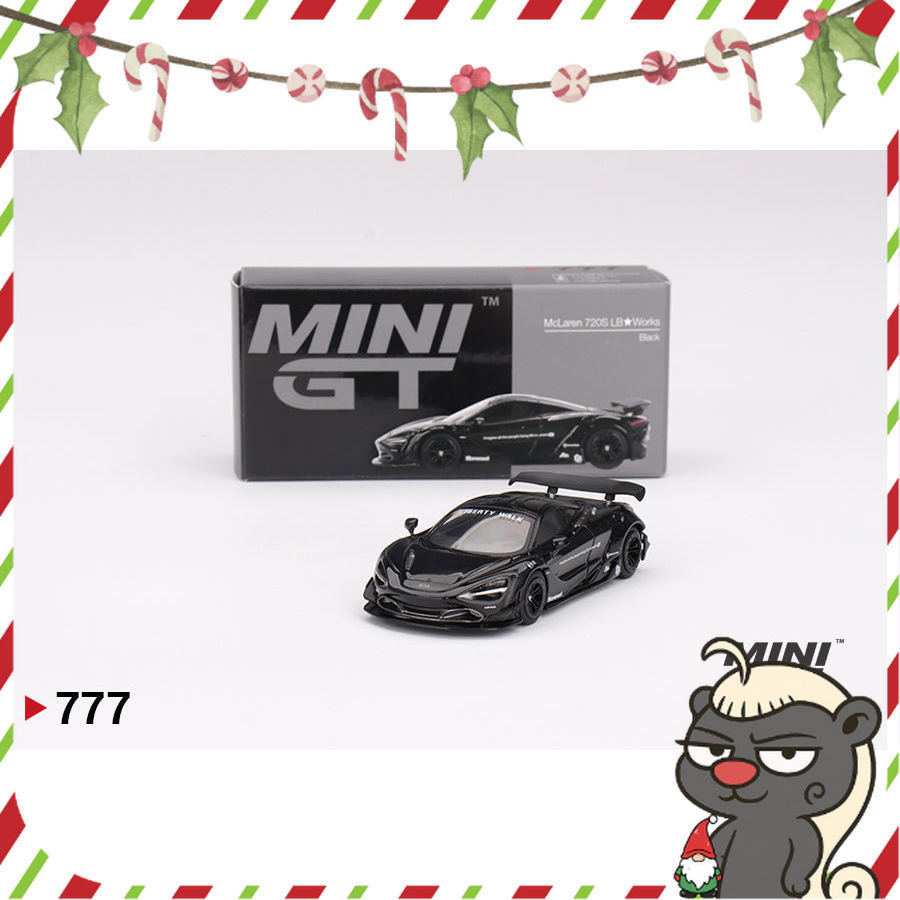 โมเดลรถ Mini GT 1:64 McLaren 720S LB★ทํางาน สีดํา 777