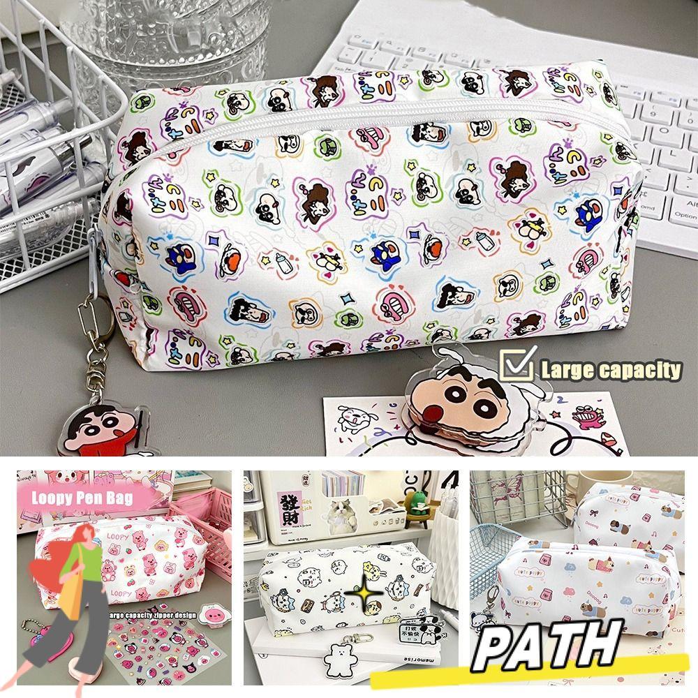PATH กระเป๋าใส่ปากกา ความจุขนาดใหญ่ Back To School Gift Pencil แบบพกพา Loopy/Crayon Shin-chan/Cikawa