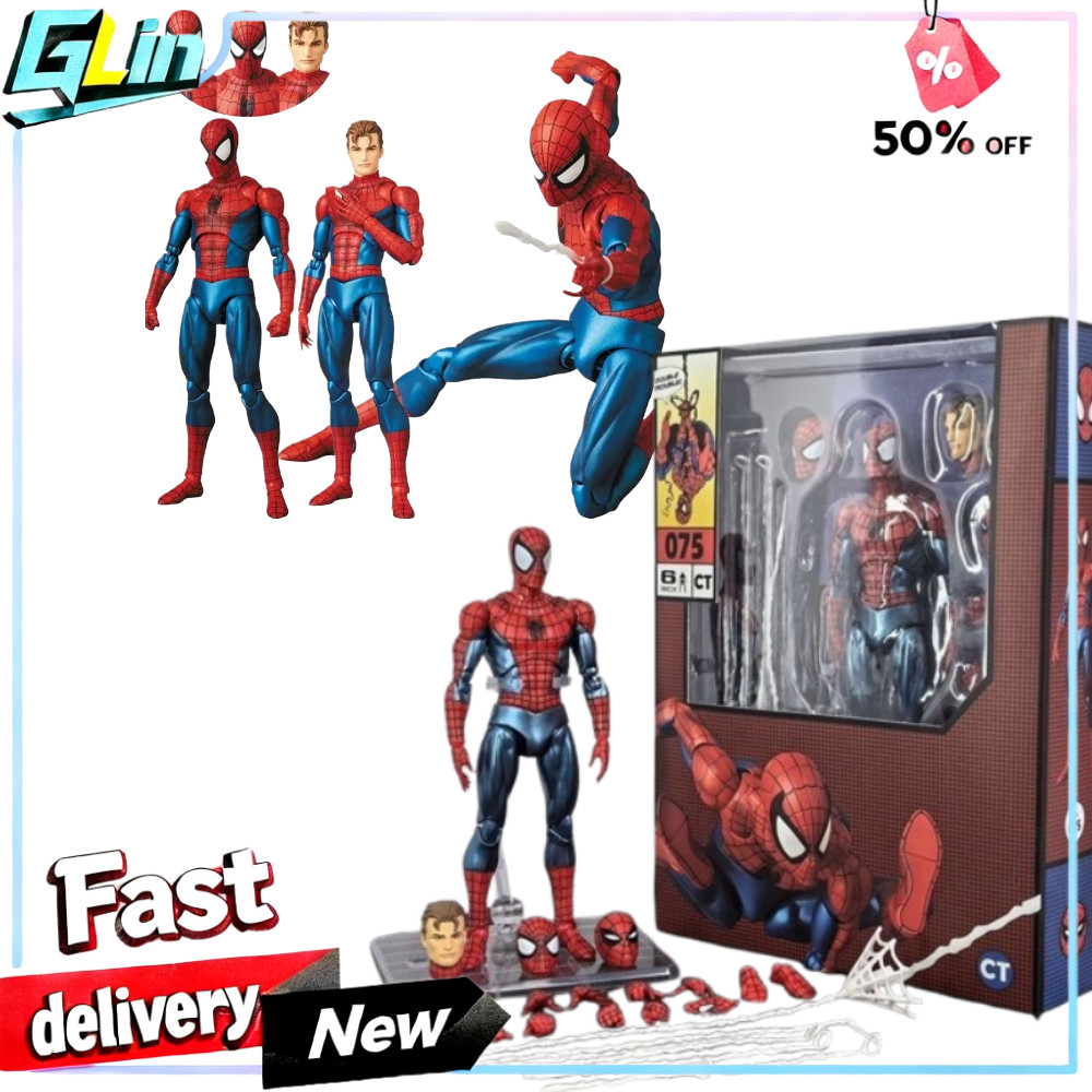 CT ของเล่น Mafex 075 The Amazing Spider-Man การ์ตูน PVC Action Figure Collection ของเล่นสําหรับของขวัญเด็ก