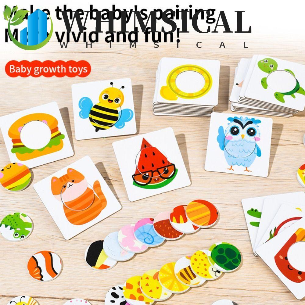 WHIMSICAL เด็กไม้จับคู่ของเล่น,กระดาษ Montessori 3D เกมกระดานปริศนา,ของเล่นการเรียนรู้การศึกษา DIY อ